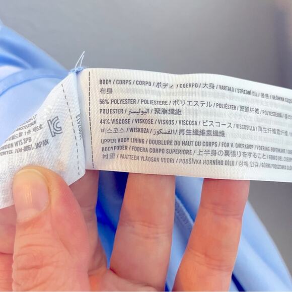 BNWT! ABERCROMBIE & FITCH Elegant Blue Deep V Satin Dress Size XLT - Picture 8 of 11